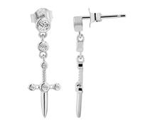 "Melli" - Pendientes de espada/cruz, plata de ley 925 con circonitas, 8, plata 925/rodiada, Circonia cúbica