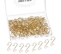 MELLIEX 120 Piezas Gancho de árbol Navidad Mini Ganchos Colgar Ganchos de Metal para Colgar Adornos de árboles de Navidad Bolas de Navidad (Oro)