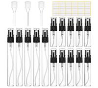 MELLIEX 15 Piezas Atomizador Vidrio Mini, Pulverizador Perfume Recargable Dispensador Portatil Perfume Bote de Spray Viaje Cristal, 3ml/5ml/10ml, Negro
