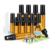 MELLIEX 15 Piezas Mini Bote Spray Pulverizador Ambar Set,Frasco Cuentagotas Cristal para Aceite Esencial Masaje Laboratorio Aromaterapia,3/5ml