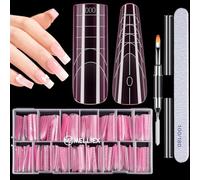 MELLIEX 150 Piezas Moldes de Uñas Kit, 2 Estilos Extensión de Poli Gel Dual Uñas Forma Gel UV Herramientas de Manicura de Extensión de Uñas Profesional (15 Tamaños)
