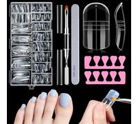 MELLIEX 150 Piezas Moldes de Uñas para Pies, Reutilizable Dual Nail Form con Pincel de Gel de Doble Cara Separador Dedos Pie y Lima