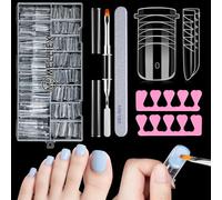 MELLIEX 150 Piezas Moldes Uñas Pedicura para Polygel/Acrygel, Reutilizable Dual Nail Form Tips de Uñas de Cuadrado Corto Cobertura Completa, 15 Tallas