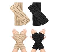 MELLIEX 2 Pares de Gantes sin Dedos Calentadores de Muñeca Guantes con Orificio para el Pulgar Manoplas Térmicas Invierno Unisex