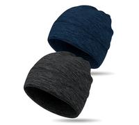 MELLIEX 2 Piezas Gorros Invierno para Hombre Mujer, Gorro de Forro Polar Beanie, Multifuncional Skull Cap para Actividades al Aire Libre como Correr, Ciclismo y Moto