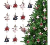 MELLIEX 24 Piezas Adornos de Madera para Árbol de Navidad, Angel Colgantes Navideños con Cuerda para Adornos Navideños, Etiquetas de Regalo y Decoración de Ventanas