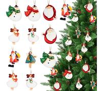 MELLIEX 24 Piezas Adornos de Madera para Árbol de Navidad, Muñeco de Nieve Angel Colgantes Navideños con Cuerda para Adornos Navideños, Etiquetas de Regalo y Decoración de Ventanas