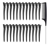 MELLIEX 24 Piezas Pinza de Pelo de Duckbill, Pinzas de 3.5 pulgadas de Metal Negro Clips para El Cabello Suministros de Peluquería Acero Pinzas de Cocodrilo con Agujeros