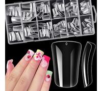 MELLIEX 240 Piezas Puntas de Uñas Postizas de Pato Cobertura Completa Tips Uñas Acrílicas Transparentes Soft Gel Tips Francesas Y2K Cortas Anchas Tips Uñas Juego, 12 Tamaños