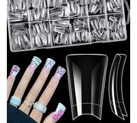 MELLIEX 240 Piezas Puntas de Uñas Postizas de Pato Media Cobertura Tips Uñas Acrílicas Transparentes Soft Gel Tips Francesas Y2K Cortas Anchas Tips Uñas Juego, 12 Tamaños