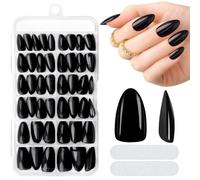 MELLIEX 240 Piezas Uñas Postizas Cortas Almendra Negro Press on Nails 10 Tamaños Acrílico Portada Completa Tips Uñas Set