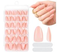 MELLIEX 240 Piezas Uñas Postizas Cortas Almendra Nude Press on Nails 10 Tamaños Acrílico Portada Completa Tips Uñas Set