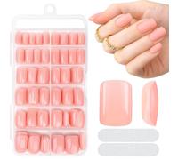 MELLIEX 240 Piezas Uñas Postizas Cortas Cuadradas Nude Press on Nails 10 Tamaños Acrílico Portada Completa Tips Uñas Set