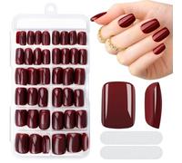 MELLIEX 240 Piezas Uñas Postizas Cortas Cuadradas Rojo Press on Nails 10 Tamaños Acrílico Portada Completa Tips Uñas Set