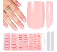 MELLIEX 280 Piezas Uñas Postizas Media Cuadradas Nude Press on Nails 14 Tamaños Acrílico Portada Completa Tips Uñas Set