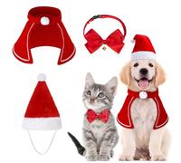 MELLIEX 3 Piezas Disfraces Navidad para Gatos Perros con Collares de Pajarita Sombrero de Navidad Bufanda Accesorios Ropa de Mascotas para Gatos Perros