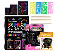 MELLIEX 3 Piezas Scratch Art Paper Notebook, Kit de Manualidades de Papel de Arte de Rascar para Niños Adultos con Regla de Dibujo y Plumas de Madera