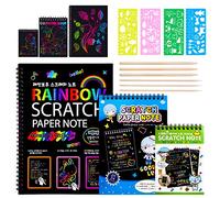 MELLIEX 3 Piezas Scratch Art Paper Notebook, Kit de Manualidades de Papel de Arte de Rascar para Niños Adultos con Regla de Dibujo y Plumas de Madera