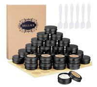 MELLIEX 30 Piezas Tarros de Aluminio, Contenedores Cosmético de Viaje Envases de Vacío con Tapas de Tornillo para Cosmética Crema Muestra Polvo Decoración de Uñas, 15g 15ml-Negro