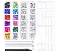 MELLIEX 3550 Piezas Piedras para Uñas, Juego de Transparente+AB Diamantes de Imitación y Pegatinas de Uñas Francesas para Nail Art Cara Decoracion