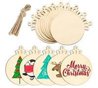 MELLIEX 40pcs Rodajas de Madera de Navidad, Círculos Rodajas de Madera Manualidades Bricolaje Artesanías Decoraciones para el Hogar del árbol de Navidad