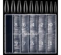 MELLIEX 500 Piezas Tips Uñas, Acrilicas Falsa Uñas Postizas Transparentess Artificial Puntas de Uñas Postizas con Caja para Mujeres