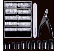 MELLIEX 500 Piezas Uñas Falsas Puntas de Uñas Artificiales Acrílico Transparente Francesas Uñas Falsas con Cortaúñas Falso y Lima de Uñas para Mujeres Niñas