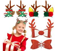 MELLIEX 6 Piezas Pinzas para el Pelo Navidad, Purpurina Horquillas Pelo Astas de Reno Accesorios para El Cabello Navidad para Niña Mujer