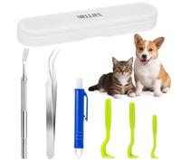 MELLIEX 6 Piezas Pinzas para Garrapatas, Gancho para Garrapatas Acero Inoxidable Eliminación de Garrapatas Segura Garrapatas Remover Kit para Humanos, Perros, Gatos