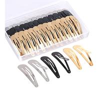 MELLIEX 60 Piezas Pinzas de Pelo para Mujeres, 5cm Pinzas para el Cabello a Presión de Metal Clips Pequeñas Horquillas Pelo con Caja Ideal para Mujer Niña Bebé (Dorado, Plateado, Negro)