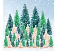 MELLIEX 60pcs Árbol de Navidad en Miniatura Pequeño árbol de Navidad Artificial Mesa de Nieve Árboles Esmerilados para la Decoración del Hogar, Bricolaje (Verde Oscuro, Verde, Blanco)