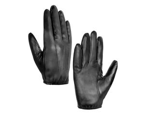 MELLIEX Guantes de Cuero Hombre, Moda Guantes Falso Cuero con Fino Forro Pantalla Tactil, Negro