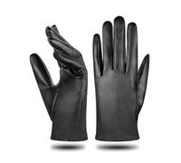 MELLIEX Guantes de Cuero para Mujer, Moda Guantes Falso Cuero con Fino Forro Pantalla Tactil, Negro
