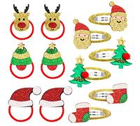 MELLIEX Pinzas para el Pelo Niña de Navidad, 12 Piezas Horquillas Pelo de Purpurina Accesorios Pelo Regalo Navidad para Niña Bebe (Tema 3)