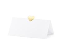 Mellilu - Marcas de cartón (10 x 5 cm), color blanco y dorado