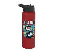 Mellow Penguin Tropical Shirt Retro Geometric Art Stainless Steel Insulated Water Bottle