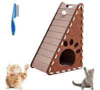 Mellowkin Cat Scratcher, 2025 New Triangular Vertical Integrated Scratching Board with Cat Bed, Wear-Resistant Non-Shedding Felt Cat Scratching Board for Indoor Cats (Khaki,Triangle)