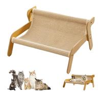Mellowkin Cat Scratcher Couch, 2-in-1 Cat Scratch Pad and Lounger, Sisal Cat Chair with High Load Capacity, Pet Wavy Rocker, Summer Breathable Fabric for Large Cats (A)
