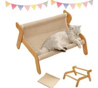 Mellowkin Cat Scratcher Couch, Cat Scratch Lounge Couch Sofa, Pet Wavy Rocker for Scratcher and Lounger, Gentle On Claws for Healthy Scratching and Relaxing (Linen)