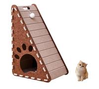 Mellowkin Cat Scratcher Felt, Mellowkin Cat Plush Ball Toy Scratcher fel, Triangular Vertical Integrated Scratching Board with Cat Bed, Felts for Indoor Cats Resting and Playing (Beige,T)