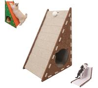Mellowkin Cat Scratcher Felt, Mellowkin Felt Cat Scratcher with Plush Ball Toy, Wear-Resistant and Non-Shedding Kitty Toy, Prevents Furniture Damage (Khaki + Coffee,Triangular)