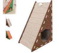 Mellowkin Cat Scratcher Felt, Triangular Vertical Integrated Scratching Board with Cat Bed, L Type Cat Scratching Pads Durable Easy to Clean and No Mess (Beige,B)