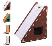 Mellowkin Cat Scratcher Felt, Triangular Vertical Integrated Scratching Board with Cat Bed, L Type Cat Scratching Pads Durable Easy to Clean and No Mess (DD)