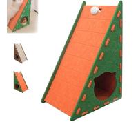 Mellowkin Cat Scratcher Felt, Triangular Vertical Integrated Scratching Board with Cat Bed, L Type Cat Scratching Pads Durable Easy to Clean and No Mess (Orange,B)