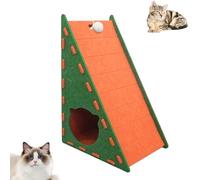 Mellowkin Cat Scratcher, Triangular Vertical Integrated Scratching Board with Cat Bed, Durable Easy to Clean Cats Scratching Pads (Triangle Shape Green)
