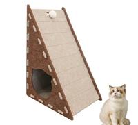 Mellowkin Cat Scratching Board Felt Vertical, Vertical Felt Cat Scratcher, Mellowkin Cat Scratcher, L Type Scratching Pads Durable Easy to Clean and No Mess (Triangle Coffee Brown)