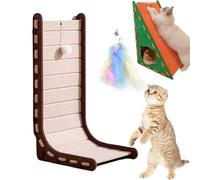 Mellowkin - Rascador para gatos, rampa triangular vertical 3 en 1, tablero de fieltro para gatos con nido de gato, no desprende migas en forma de L, protección de muebles, fácil de montar (marrón