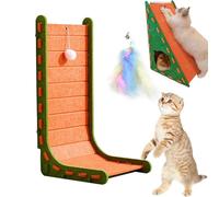 Mellowkin - Rascador para gatos, rampa triangular vertical 3 en 1, tablero de fieltro para gatos con nido de gato, no desprende migas en forma de L, protección de muebles, fácil de montar (naranja