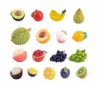 Mellsunny 17 figuras de frutas artificiales de resina en miniatura, modelos de frutas pequeñas, accesorios de fotos para el hogar, cocina, fiesta, tienda, exhibición, festival, decoración
