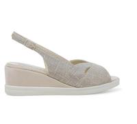 Melluso Sandalo Donna Comodo in Tessuto Platino r80339q 36